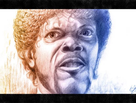 Samuel L. Jackson retrat retrato portrait Pulp Fiction
