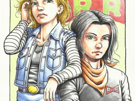 Dragon Ball Bola de Drac Bola de dragón A18 A17 C18 C17 aquarel·la acuarela watercolor