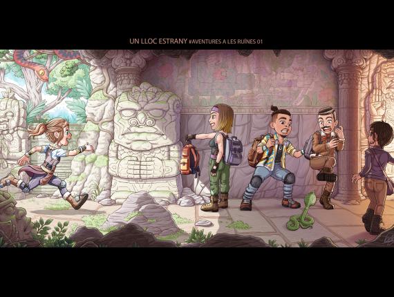 Un Lloc Estrany personatges personajes characters amics amigos friends noia chica girl home hombre man aventura adventure serp serpiente snake color digital