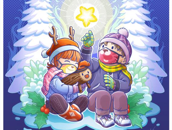 Bon Nadal Feliz Navidad Merry Christmas nen nena niño niña boy girl Tió estrella nadal estrella navidad christmas star mascareta mascarilla mask COVID-19