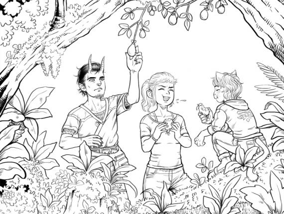 Un Lloc Estrany personatges personajes characters amics amigos friends noia chica girl nen gat niño gato cat boy color digital noi dimoni chico demonio devil boy animals animales