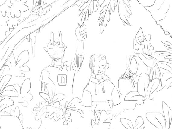 Un Lloc Estrany personatges personajes characters amics amigos friends noia chica girl nen gat niño gato cat boy color digital noi dimoni chico demonio devil boy animals animales