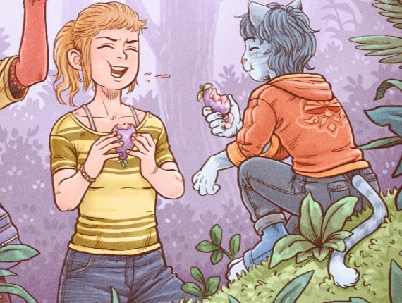 Un Lloc Estrany personatges personajes characters amics amigos friends noia chica girl nen gat niño gato cat boy color digital noi dimoni chico demonio devil boy animals animales