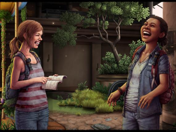 The Last of Us Left Behind fan art naughty dog naughtydog Play Station Playstation Ellie Riley riure risa laugh