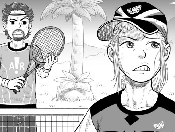 Un Lloc Estrany personatges personajes characters amics amigos friends noia chica girl home hombre man color digital Tennis esport deporte sport