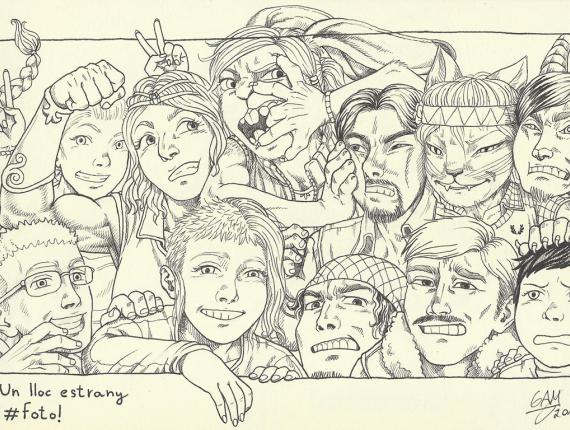 un lloc estrany amics amigos friends noia gat chica gato cat girl noi dimoni chico demonio devil boy noia conill chica conejo bunny rabbit girl