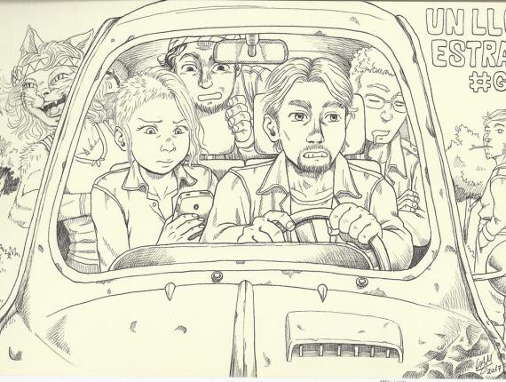 un lloc estrany amics amigos friends noia gat chica gato cat girl noi dimoni chico demonio devil boy cotxe coche car viatge viaje journey