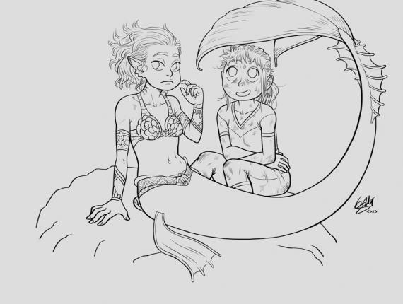 Un Lloc Estrany personatges personajes characters amics amigos friends noia chica girl sirena mermaid aventura adventure color digital