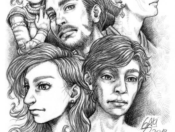 Un Lloc Estrany personatges personajes characters amics amigos friends noia chica girl home hombre man noia gat chica gato cat girl color digital