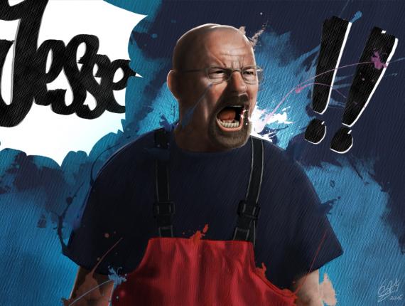 Bryan Cranston Walter White Jesse Breaking Bad retrat retrato portrait