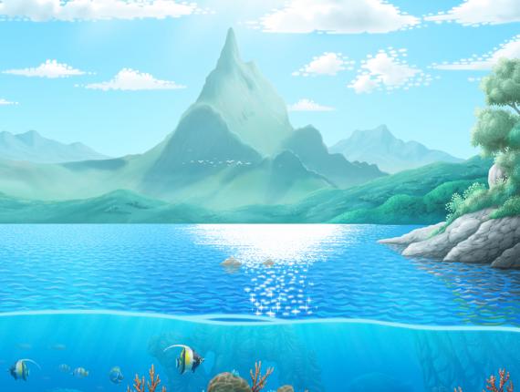 paisatge paisaje landscape fons marí fondo marino seabed peixos peces fish tauró tiburón shark noia chica girl mar sea cel cielo sky núvols nubes clouds