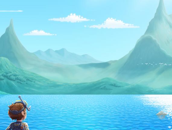 paisatge paisaje landscape fons marí fondo marino seabed peixos peces fish tauró tiburón shark noia chica girl mar sea cel cielo sky núvols nubes clouds