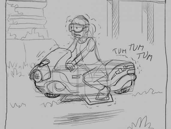 Un Lloc Estrany personatge personaje character noia chica girl dibuix  dibujo drawing digital moto futurista futuristic bike