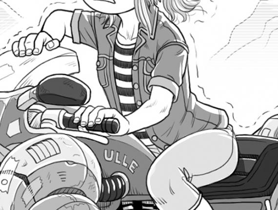 Un Lloc Estrany personatge personaje character noia chica girl dibuix  dibujo drawing digital moto futurista futuristic bike