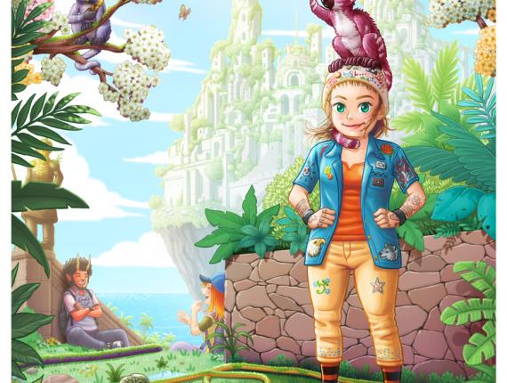 Un Lloc Estrany personatges personajes characters amics amigos friends noia chica girl color digital noi dimoni chico demonio devil boy animals animales tortuga turtle mona mono monkey lemur paisatge paisaje landscape castell en runes castillo en ruinas castle in rubble