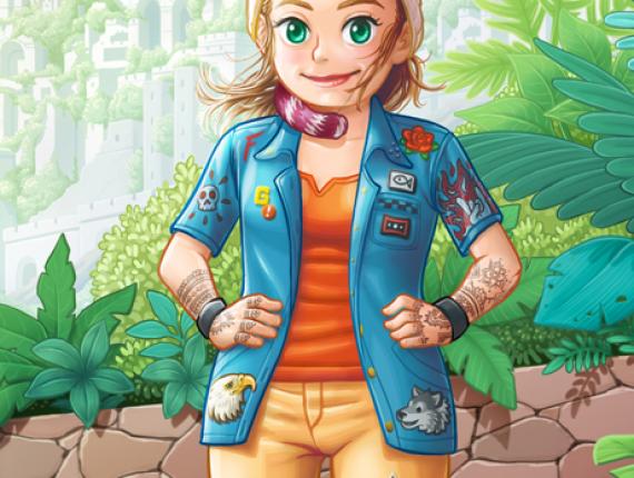 Un Lloc Estrany personatges personajes characters amics amigos friends noia chica girl color digital noi dimoni chico demonio devil boy animals animales tortuga turtle mona mono monkey lemur paisatge paisaje landscape castell en runes castillo en ruinas castle in rubble