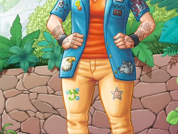 Un Lloc Estrany personatges personajes characters amics amigos friends noia chica girl color digital noi dimoni chico demonio devil boy animals animales tortuga turtle mona mono monkey lemur paisatge paisaje landscape castell en runes castillo en ruinas castle in rubble