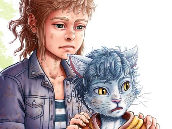 Un Lloc Estrany personatges personajes characters amics amigos friends noia chica girl noi gat chico gato cat boy color digital wacom