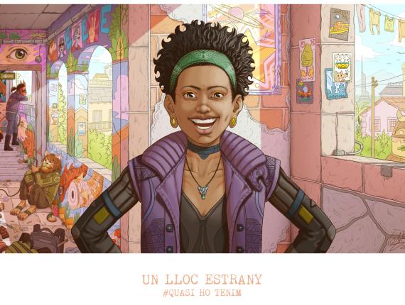 un lloc estrany noia chica girl afroamericana African American girl feliç feliz happy somriure sonrisa smile pintures paret pinturas pared wall paintings