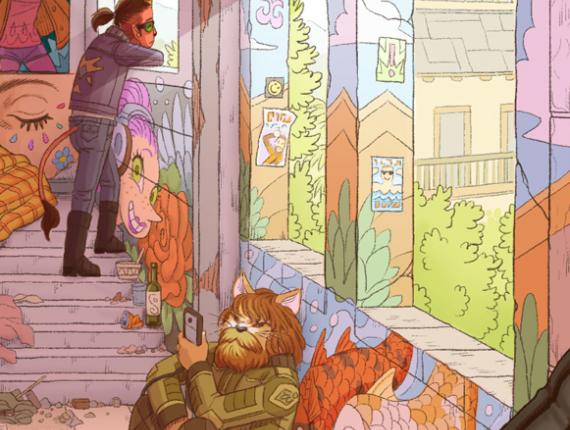 un lloc estrany noia chica girl afroamericana African American girl feliç feliz happy somriure sonrisa smile pintures paret pinturas pared wall paintings