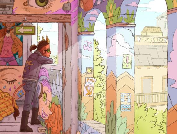 un lloc estrany noia chica girl afroamericana African American girl feliç feliz happy somriure sonrisa smile pintures paret pinturas pared wall paintings