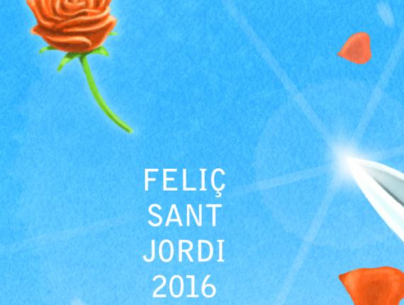 Sant Jordi 2016 espasa espada sword rosa rose princesa princess drac dragón dragon cel cielo sky senyera bandera flag