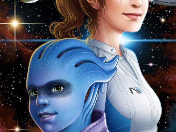 Mass Effect Andromeda Sara Ryder Peebee fanart BioWare espai espacio space planetes planetas planets estrelles estrellas stars