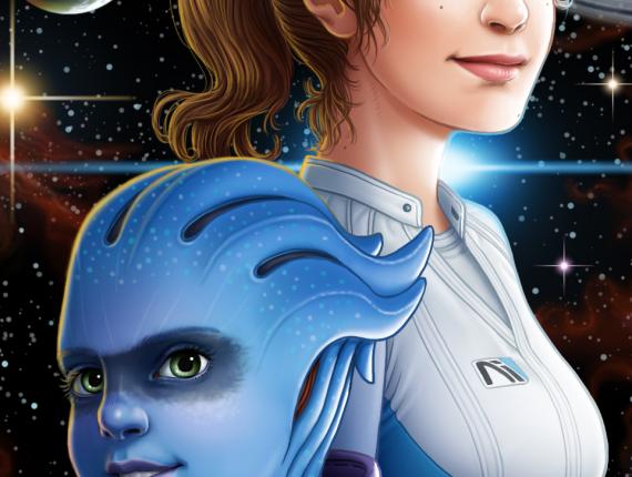 Mass Effect Andromeda Sara Ryder Peebee fanart BioWare espai espacio space planetes planetas planets estrelles estrellas stars