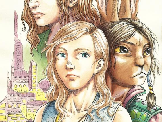 un lloc estrany amigues amigas friends noia chica girl noia conill chica conejo bunny rabbit girl aventura adventure aquarel·la acuarela watercolor