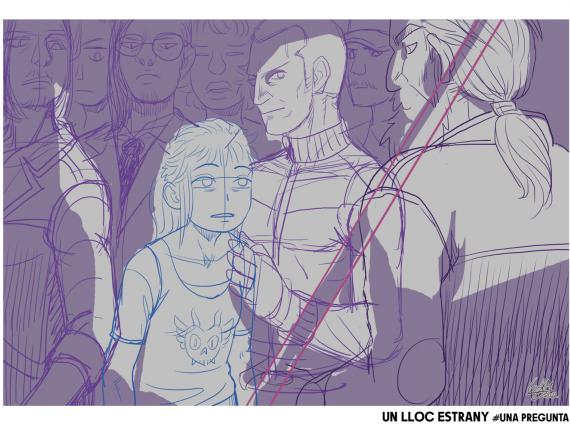 Un Lloc Estrany personatges personajes characters amics amigos friends noia chica girl home hombre man color digital dimoni demonio devil