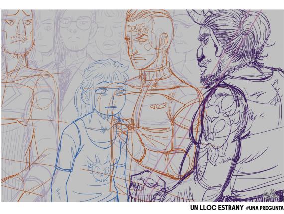 Un Lloc Estrany personatges personajes characters amics amigos friends noia chica girl home hombre man color digital dimoni demonio devil