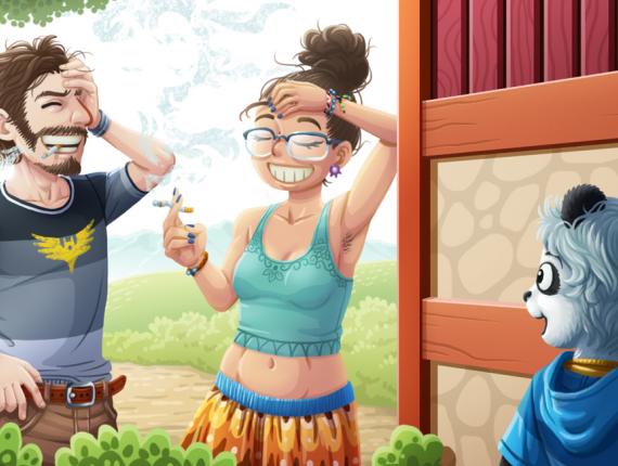 Un Lloc Estrany color digital personatges personajes characters amics amigos friends noia chica girl home hombre man ós oso panda xivarri alboroto rampage