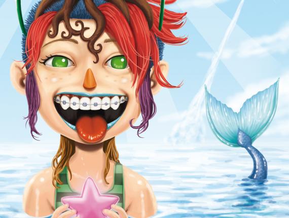 noia chica girl sirena mermaid arbre arbol tree estrella star ocell pica soques pajaro carpintero Woodpecker