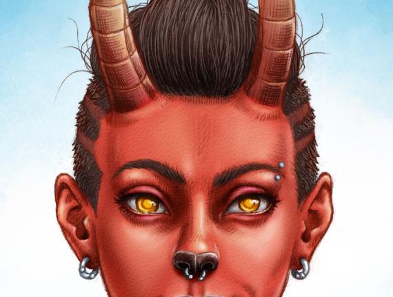 un lloc estrany cara face retrat retrato portrait somriure sonrisa smile personatge personaje character noia chica girl piercing tattoo dimoni demonio devil demon