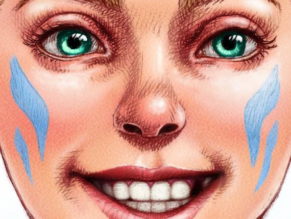 un lloc estrany cara face retrat retrato portrait somriure sonrisa smile personatge personaje character noia chica girl desdentada toothless tattoo cabells de colors cabellos de colores colored hair