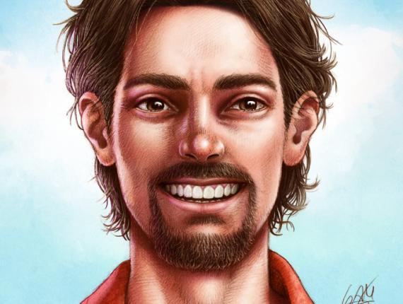 un lloc estrany cara face retrat retrato portrait somriure sonrisa smile personatge personaje character noi chico boy perilla i bigoti perilla y bigote goatee and mustache camisa hawaiana Hawaiian shirt