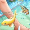 Un Lloc Estrany personatges personajes characters amics amigos friends noia chica girl color digital animals animales peus pies feet koi peixos peces fish aigua agua water