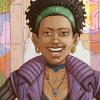 un lloc estrany noia chica girl afroamericana African American girl feliç feliz happy somriure sonrisa smile pintures paret pinturas pared wall paintings
