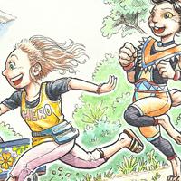 un lloc estrany noia conill chica conejo bunny girl amics amigos friends aventura adventure aquarel·la acuarela watercolor