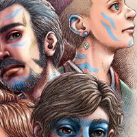 Un Lloc Estrany personatges personajes characters amics amigos friends noia chica girl home hombre man noia gat chica gato cat girl color digital