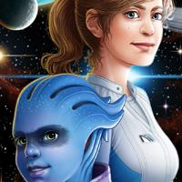 Mass Effect Andromeda Sara Ryder Peebee fanart BioWare espai espacio space planetes planetas planets estrelles estrellas stars