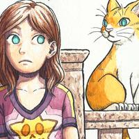 Un Lloc Estrany aquarel·la acuarela watercolor gat gato cat personatge personaje character noia chica girl